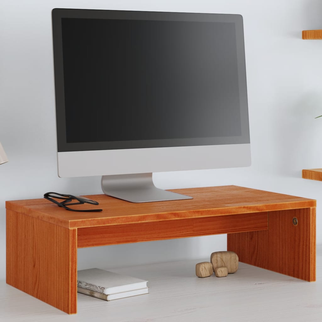 vidaXL Monitorständer Wachsbraun 50x27x15 cm Massivholz Kiefer