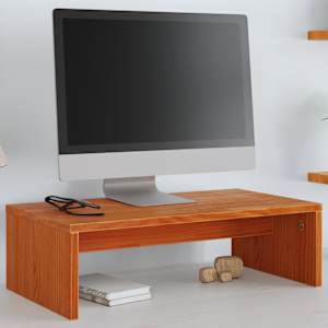 Stojan na monitor voskově hnědý 50x27x15 cm masivní borovice - obrázek 1