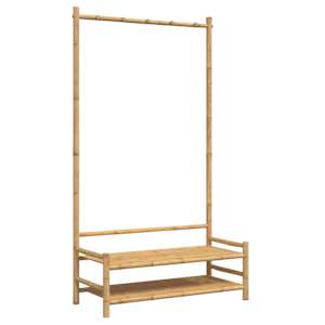 Stojan na oblečení s policemi 103 x 40 x 183 cm bambus - obrázek 2