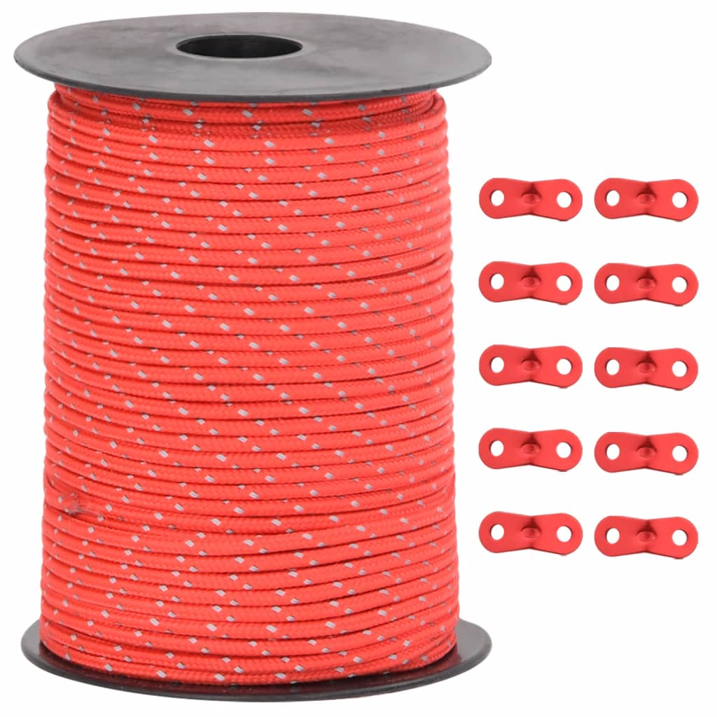 vidaXL Tentscheerlijn met reflecterende strips en spanners 50 m 3 mm afbeelding