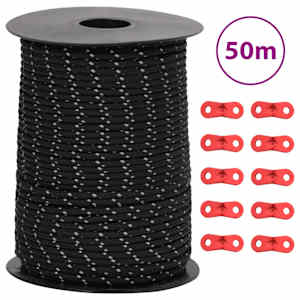 vidaXL telgi n&ouml;&ouml;r helkuri ja kinnitusaasadega, 50 m 3 mm