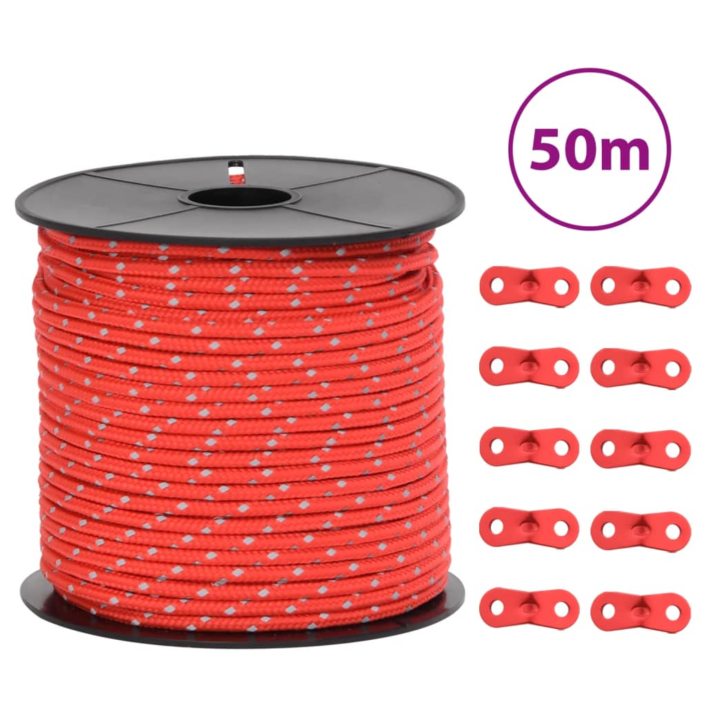 vidaXL Barduner med refleksstrimler og skiftenøkler 50 m 4 mm