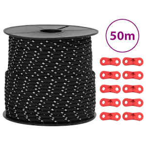 Stanové lanko s reflexními proužky a napínáky 50 m 4 mm - obrázek 1