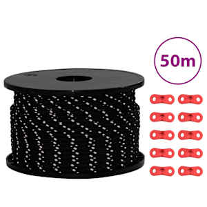 Šotorska vrv z odsevnimi trakovi in vijaki 50 m 5 mm