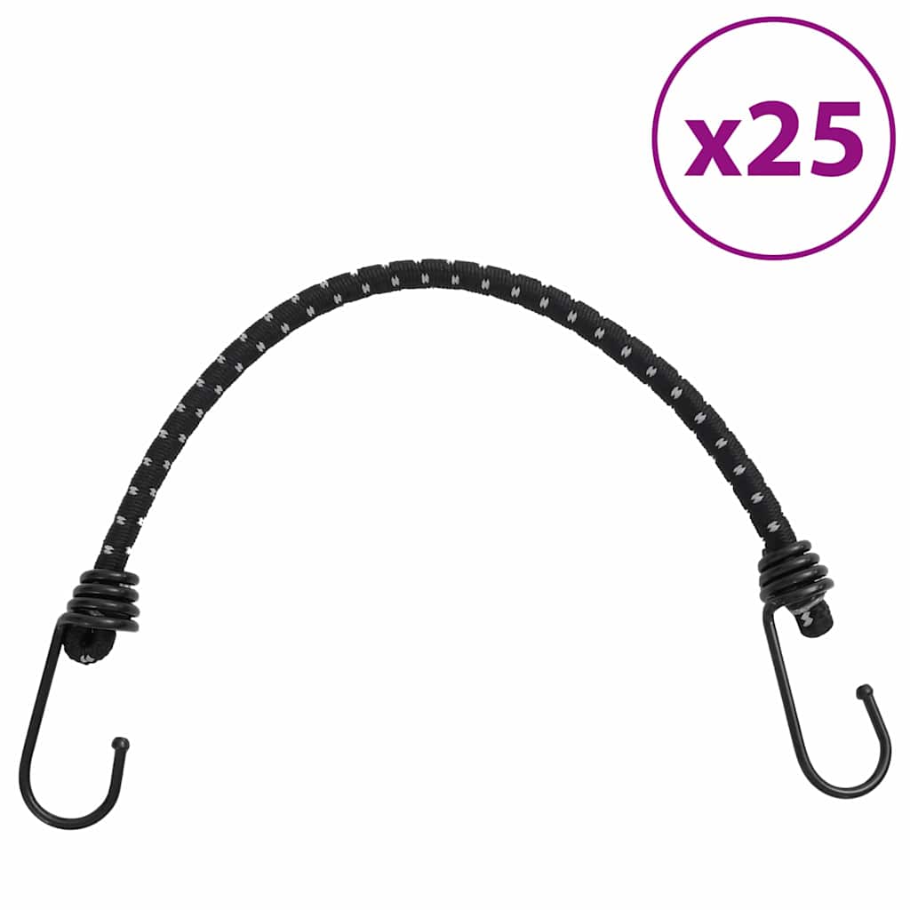 vidaXL Strikksnorer med refleksstrimler og kroker 25 stk 38 cm