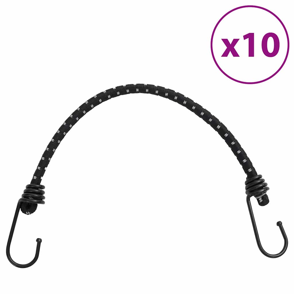 vidaXL Corzi elastice cu benzi reflectorizante/cârlige 10 buc. 46 cm