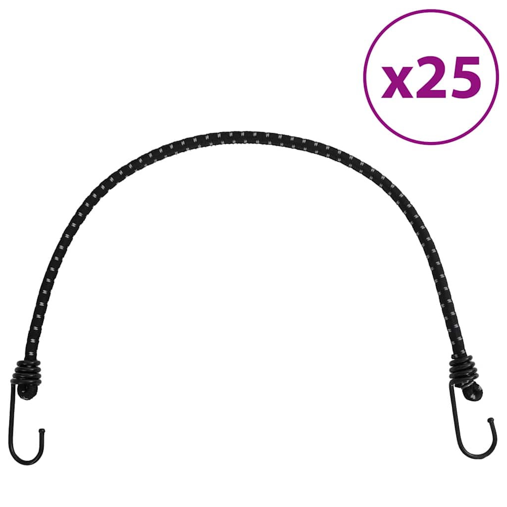 vidaXL Corzi elastice cu benzi reflectorizante/cârlige 25 buc. 59 cm