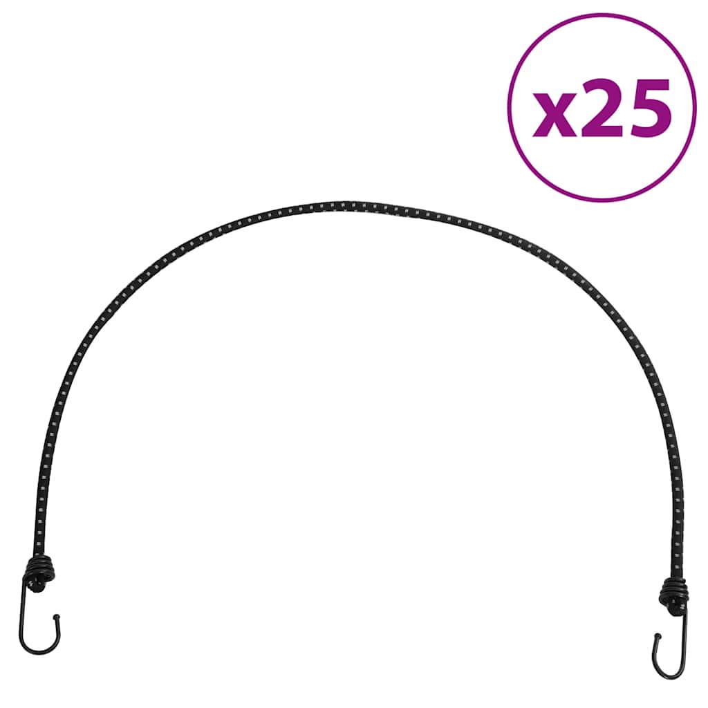 vidaXL Strikksnorer med refleksstrimler og kroker 25 stk 100 cm