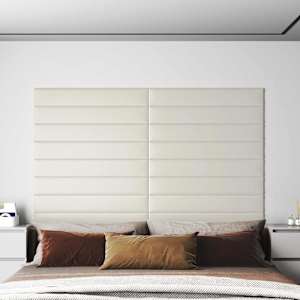 Stenska glavna postelja 12 pcs krema 90 x 15 cm Žamet