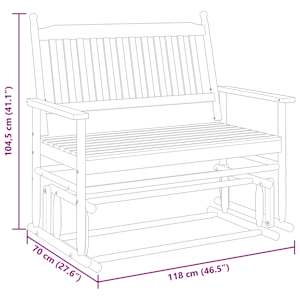 Lavice glider černá 118 x 70 x 104,5 cm masivní topolové dřevo - obrázek 8
