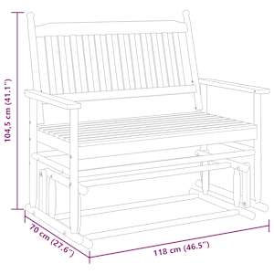 Lavice glider bílá 118 x 70 x 104,5 cm masivní topolové dřevo - obrázek 8