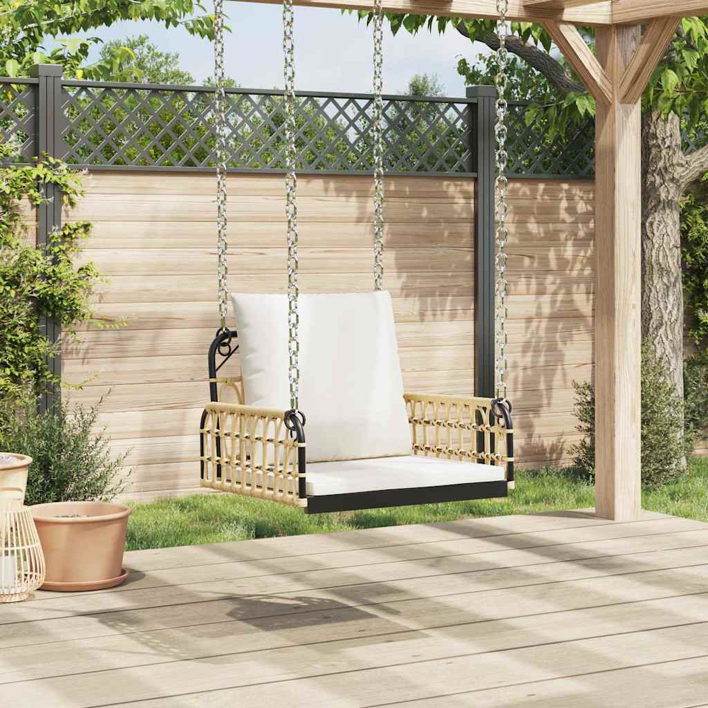 Thumbnail - vidaXL Hängestuhl mit Kissen 63x58x39 cm Poly Rattan und Stahl