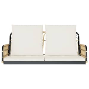 Houpací lavice s poduškami 105 x 58 x 38 cm polyratan a ocel - obrázek 4