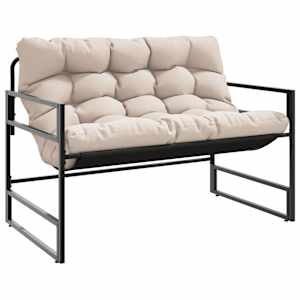 Zahradní lavice s poduškou taupe 113 cm ocel - obrázek 2