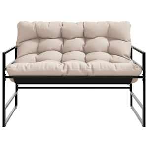 Zahradní lavice s poduškou taupe 113 cm ocel - obrázek 4