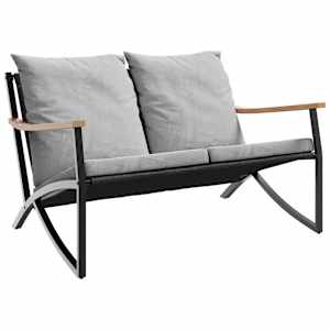 Zahradní lavice s poduškami 120 cm černá ocel - obrázek 2