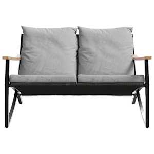 Zahradní lavice s poduškami 120 cm černá ocel - obrázek 5