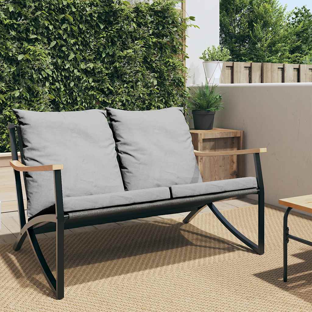 vidaXL Gartenbank mit Kissen 120 cm Schwarz Stahl