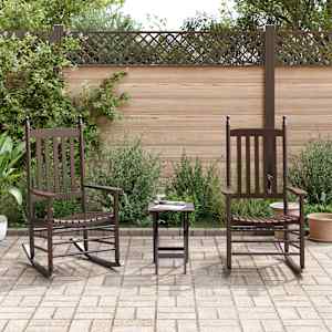 Gugalni stol z zložljivo mizo 2 kosa rjava trdna topolovina