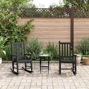 Otroški gugalni stol 2 kosa črn trdna topolovina