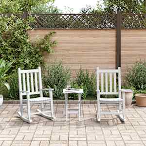 Otroški gugalni stol 2 kosa bel trdna topolovina