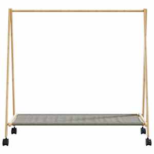 Stojan na oblečení s policemi a kolečky 106x34x106,5 cm bambus - obrázek 4