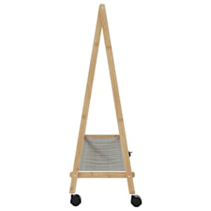 Stojan na oblečení s policemi a kolečky 106x34x106,5 cm bambus - obrázek 5