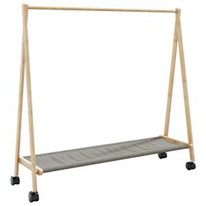 Stojan na oblečení s policemi a kolečky 106x34x106,5 cm bambus - obrázek 6