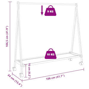 Stojan na oblečení s policemi a kolečky 106x34x106,5 cm bambus - obrázek 9