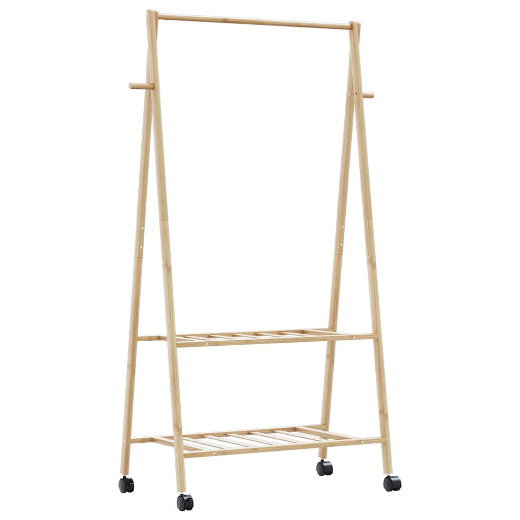 vidaXL Stojan na oblečení s policemi a kolečky 96x45,5x155,5 cm bambus