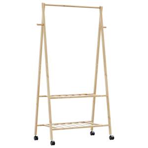 Stojan na oblečení s policemi a kolečky 96x45,5x155,5 cm bambus - obrázek 1