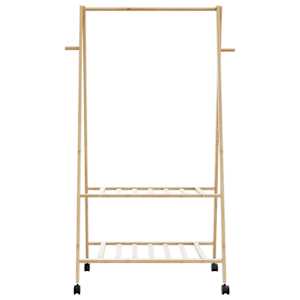 Stojan na oblečení s policemi a kolečky 96x45,5x155,5 cm bambus - obrázek 4