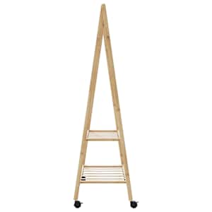 Stojan na oblečení s policemi a kolečky 96x45,5x155,5 cm bambus - obrázek 5