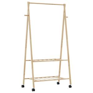 Stojan na oblečení s policemi a kolečky 96x45,5x155,5 cm bambus - obrázek 6