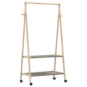 Stojan na oblečení s policemi a kolečky 96x45,5x155,5 cm bambus - obrázek 1
