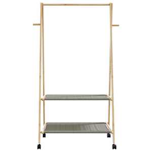 Stojan na oblečení s policemi a kolečky 96x45,5x155,5 cm bambus - obrázek 4