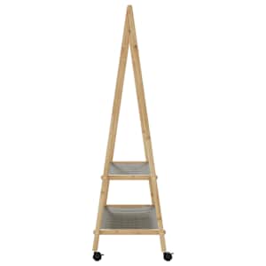 Stojan na oblečení s policemi a kolečky 96x45,5x155,5 cm bambus - obrázek 5