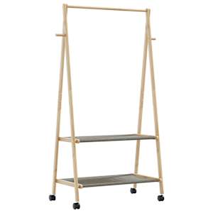 Stojan na oblečení s policemi a kolečky 96x45,5x155,5 cm bambus - obrázek 6