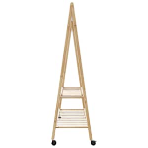 Stojan na oblečení s policemi a kolečky 132x45,5x155,5cm bambus - obrázek 5