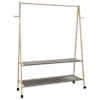 vidaXL riidenagi riiulite ja ratastega 132x45,5x155,5 cm bambusest