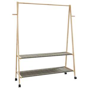 vidaXL riidenagi riiulite ja ratastega 132x45,5x155,5 cm bambusest