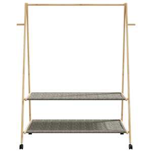 Stojan na oblečení s policemi a kolečky 132x45,5x155,5cm bambus - obrázek 4
