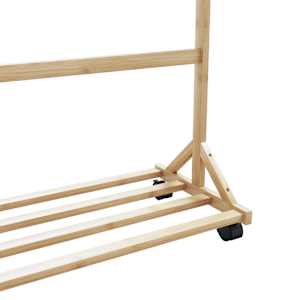 Stojan na oblečení s háčky a kolečky 100x35x157 cm bambus - obrázek 8