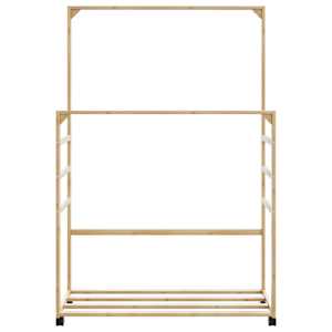 Stojan na oblečení s policemi a kolečky 90x35x155 cm bambus - obrázek 4