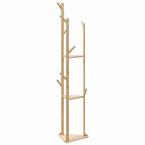 Stojalo za plašče s kljukami in policami 39x33x166 cm Bambus