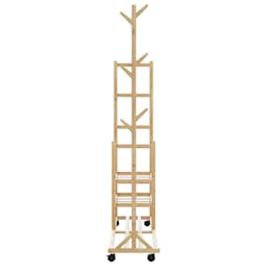 Stojan na oblečení s policemi a kolečky 100x38x175,5 cm bambus - obrázek 5