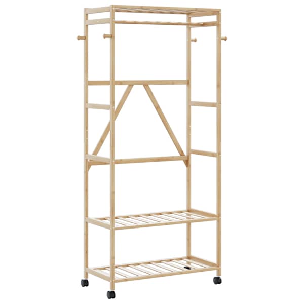 vidaXL riidenagi riiulite ja ratastega 90x40x179,5 cm bambusest