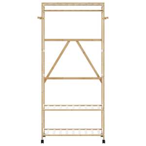 Stojan na oblečení s policemi a kolečky 90x40x179,5 cm bambus - obrázek 3