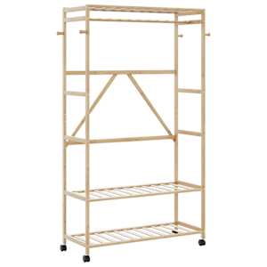 vidaXL riidenagi riiulite ja ratastega 110x40x180 cm bambusest