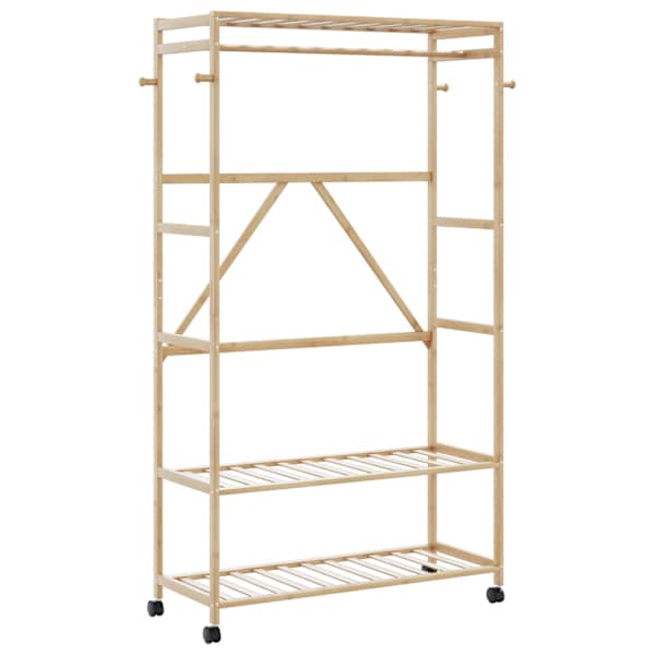 vidaXL riidenagi riiulite ja ratastega 110x40x180 cm bambusest